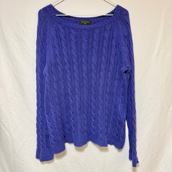 Nicole’s Closet Sweaters - Nicoles Closet Womens Pullover Cable Knit  Sweater 1X Purple Preppy Cozy